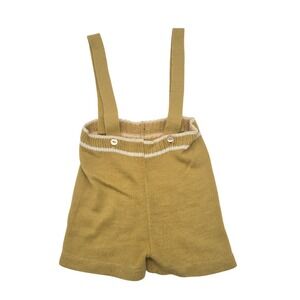 Vintage Style Knit Suspender Shorts Mustard Yellow White Stripe 3T Toddler